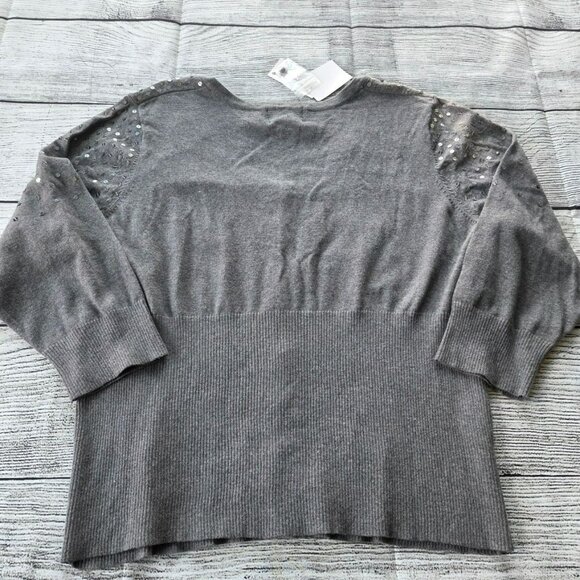 Lane Bryant NWT 18/20 button up top sweater with sequins plus size Gray - Picture 2 of 12